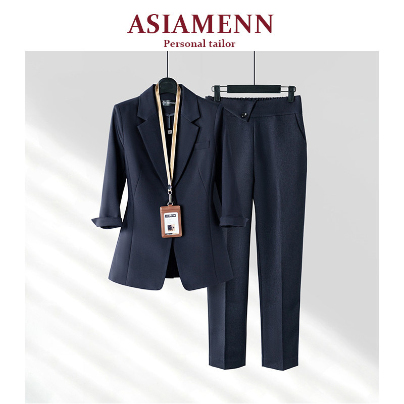 高端品牌短袖休闲 西装套装女夏季穿搭薄款两件套高级感职业工作