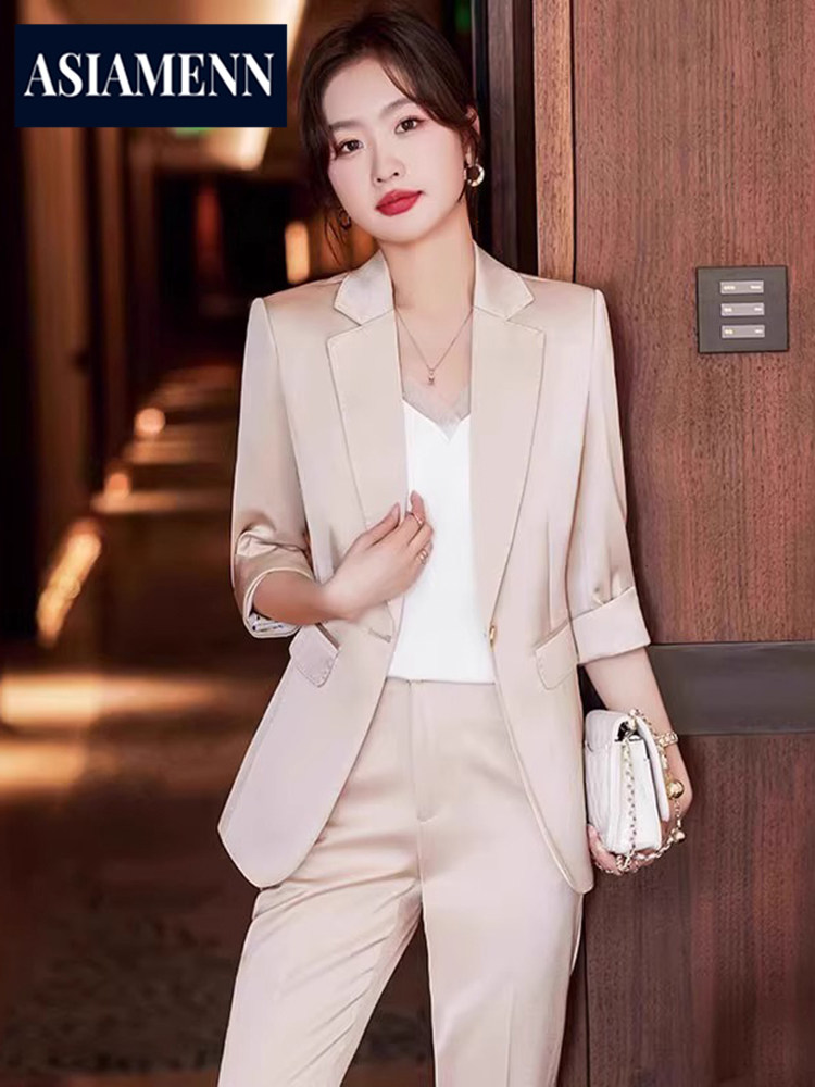 时尚气质西服套装女夏季薄款女神范售楼部面试工作服商务制服通勤