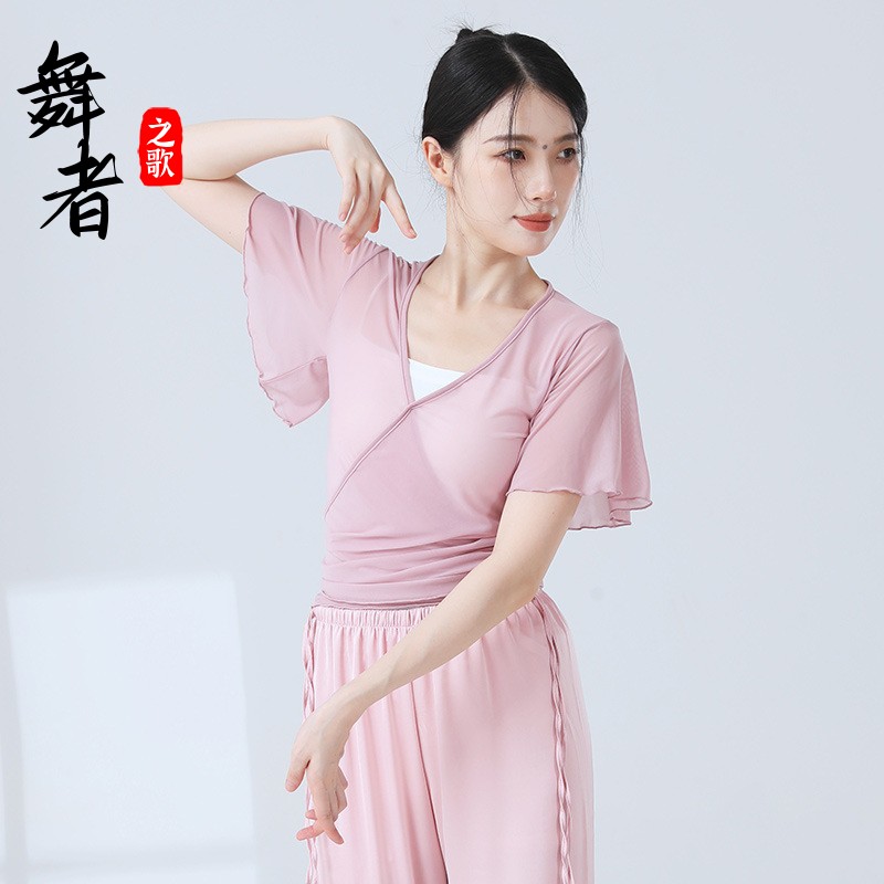 小飞袖演出服古典舞服装网纱上衣
