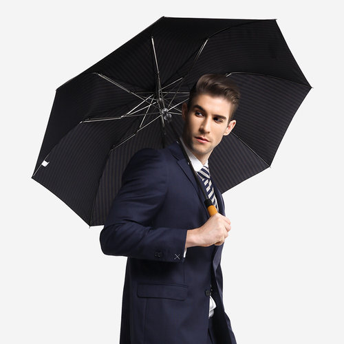 酷波德男士枫木手柄半自动雨伞