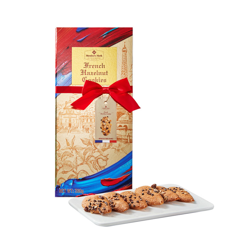 山姆代购法国进口巴黎铁塔法式可可榛子仁脆饼干可可颗粒零食糕点