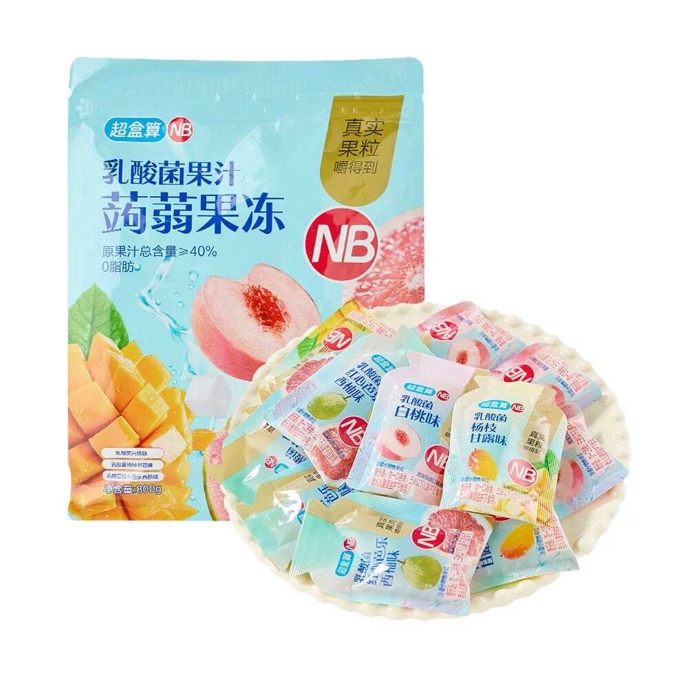 盒马超盒算NB乳酸菌蒟蒻果冻白桃味芭乐味杨枝甘露味真实果汁果粒