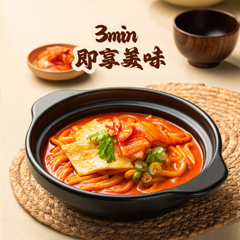山姆圃美多韩式泡菜鱼饼乌冬面3分享美味酸辣开胃配韩国进口泡菜