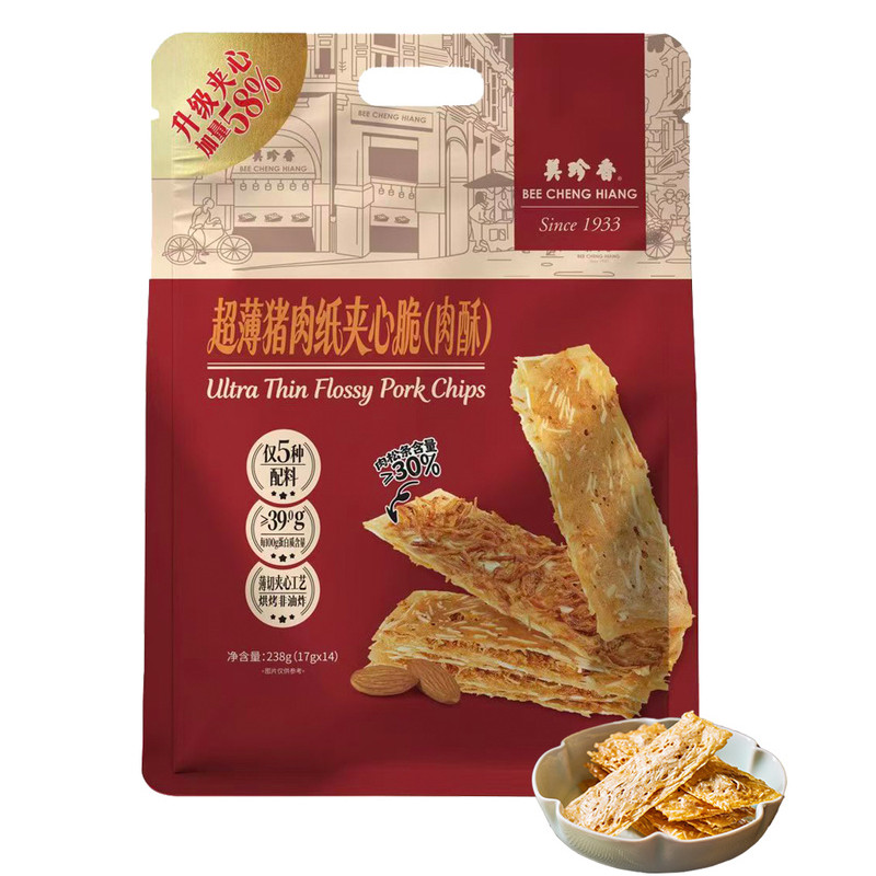山姆美珍香扁桃仁脆肉片夹心烧烤肉片酥脆薄如纸香脆配料简单零食