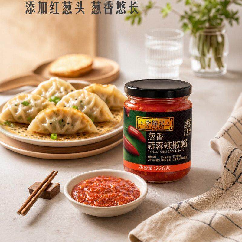 山姆李锦记葱香蒜蓉辣椒酱葱香浓郁真材实料鲜辣百搭辣酱饺子蘸酱