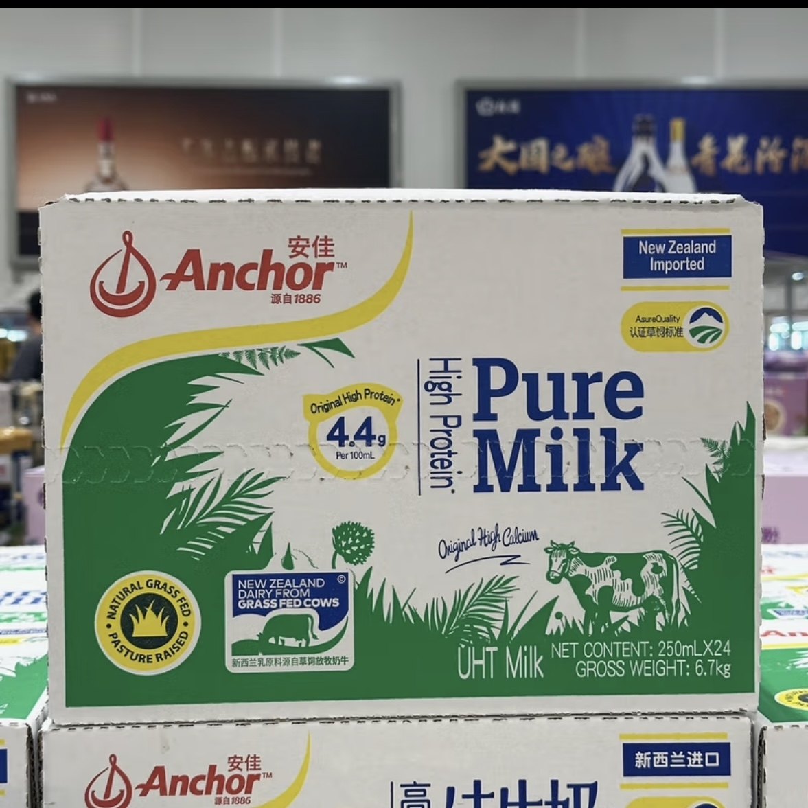 开市客代购Anchor安佳新西兰进口原生高钙蛋白纯牛奶24瓶早餐营养