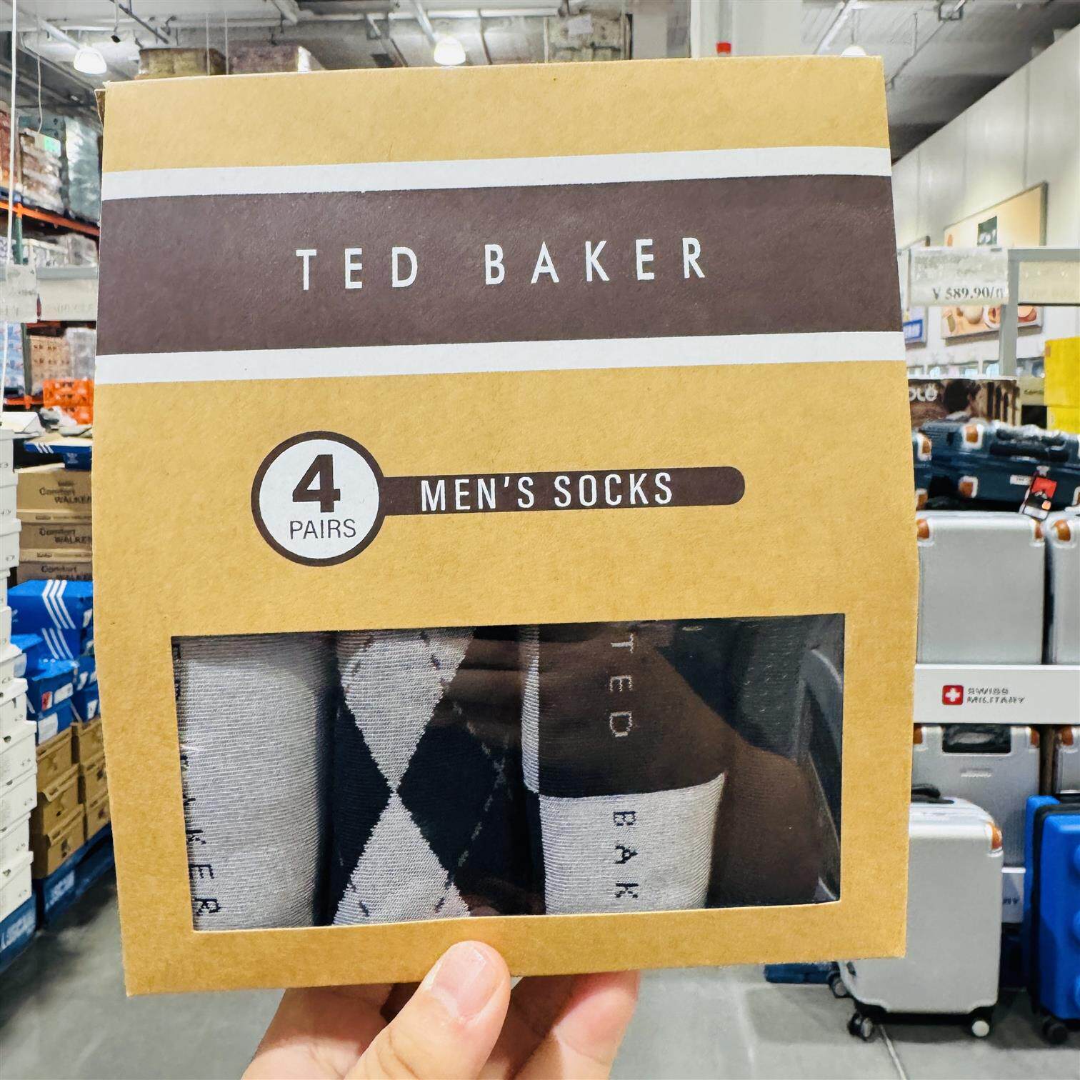 开市客TED BAKER男士袜子男款中筒袜4双莫代尔材质舒适运动袜秋冬