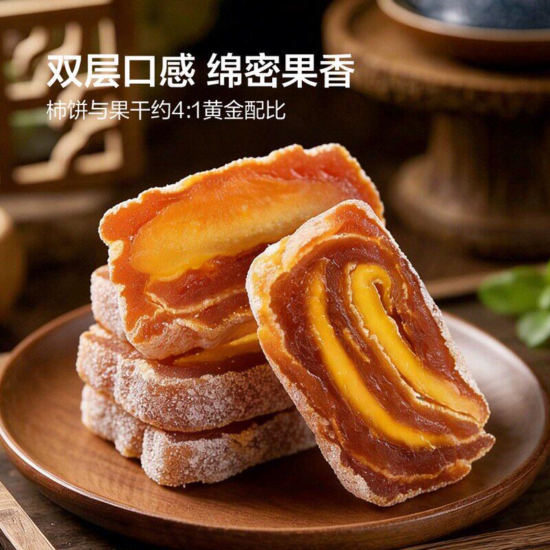山姆芒果黄桃柿饼夹心精选陕西当季富平柿饼配料干净双重口味蜜饯