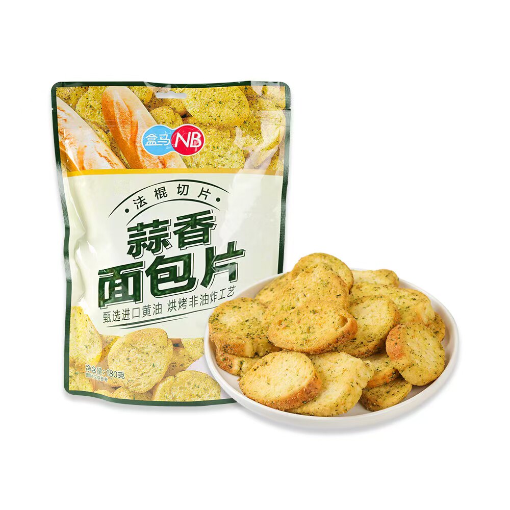 盒马NB蒜香面包片面包干脆片进口黄油非油炸烘烤法棍切片面包180g