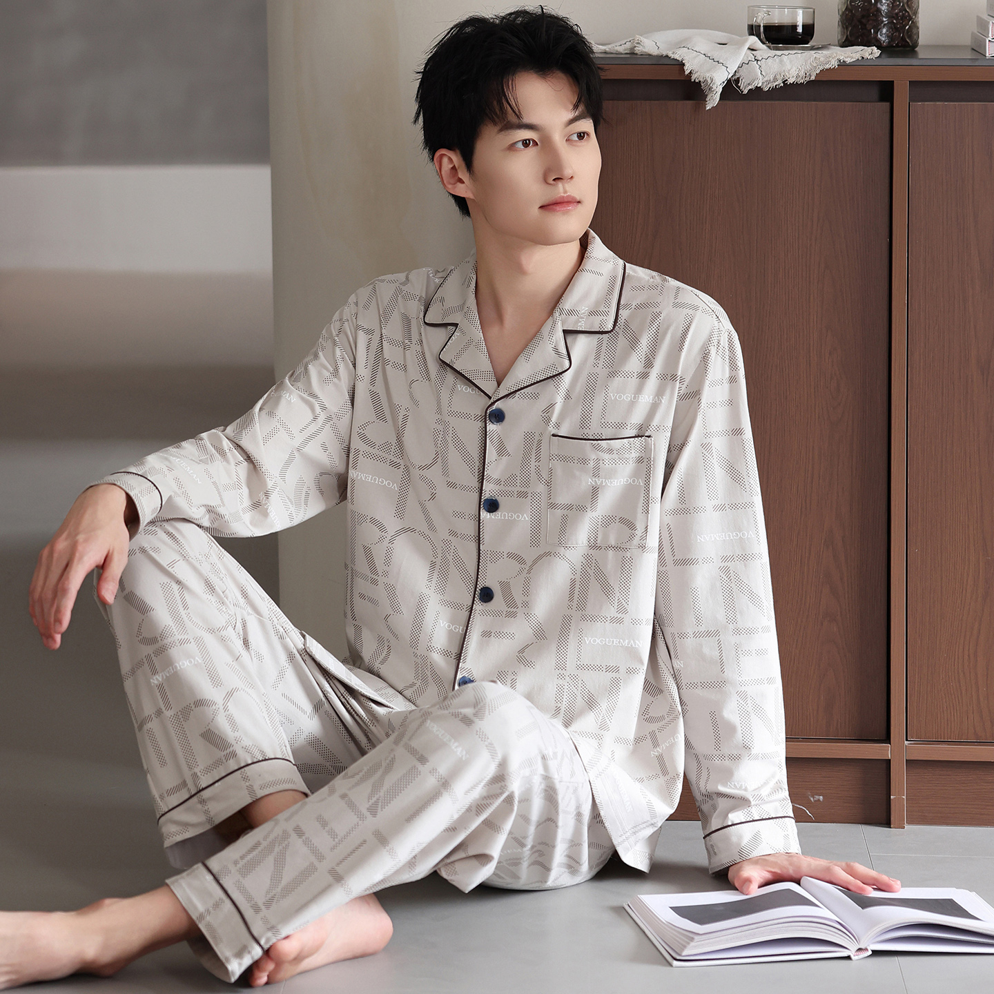 男士睡衣春秋纯棉长袖可外穿