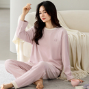 套装 海岛绒睡衣女春秋加厚加绒珊瑚绒休闲可外穿家居服秋冬季 薄款