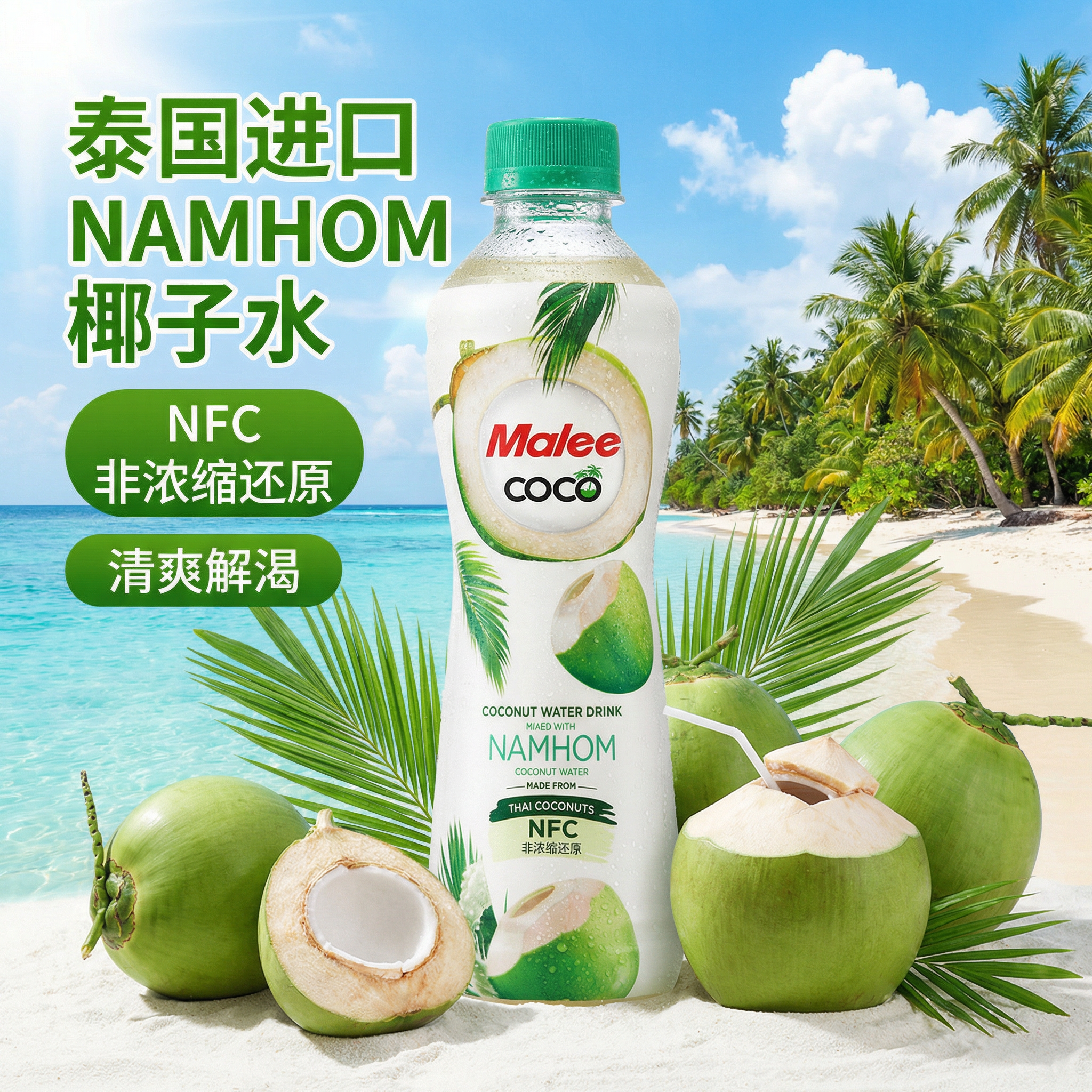 泰国进口Malee coco椰子水350ml香水椰青椰子水补充电解质低负担