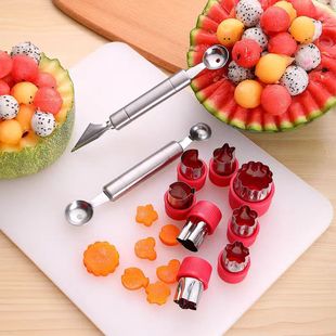 挖水果球勺子挖西瓜球勺拼盘工具套装雕花刀模具切水果蔬菜挖球器
