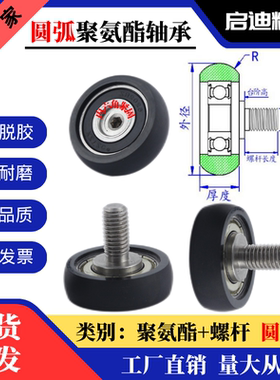 UMBDRH/XAP01/21圆弧型包胶轴承外螺纹R型PU聚氨酯成型滑轮UMBDRT