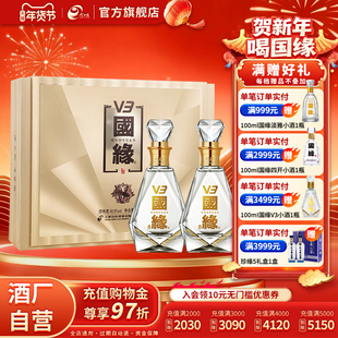 国缘V3礼盒浓香型40.9度500ml*2礼盒装白酒商务宴请节日送礼