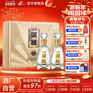 国缘V3礼盒浓香型40.9度500ml*2礼盒装白酒商务宴请节日送礼