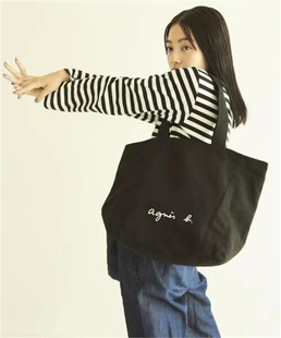 日本原厂真品复古潮牌文艺田园杂志目录帆布印字母YKK拉链单肩包