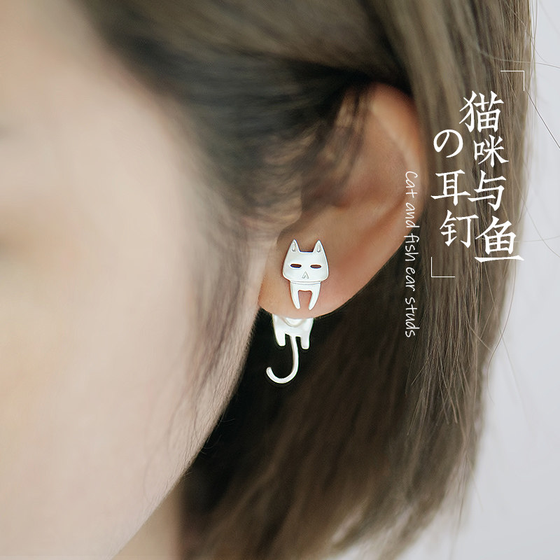 Buds Original Kitty Fish pure Silver earrings Earrings temperament personality Simplicity Small student Refinement lovely Earringsin the Accessories/Fashion Jewelry, Earring , Earrings  category - from Buy2taobao.com to provide professional Taobao agent buy service