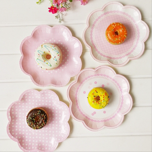 ins野餐网红用品花瓣一次性纸盘子 儿童生日派对聚会装饰餐具碟子