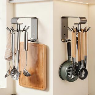 厨房旋转挂钩多功能壁挂置物架锅铲收纳架勺子铲子挂架免打孔架子