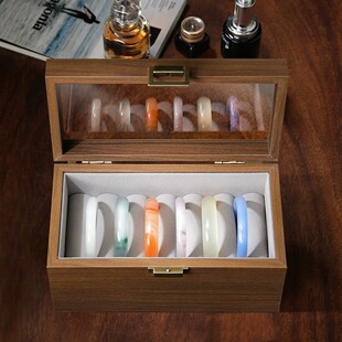 木质手镯盒专用收纳盒子翡翠镯子可存放首饰箱高档精致复古玉镯子