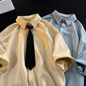 纯色短袖衬衫港风宽松衬衫男D312-KD538-P40图片