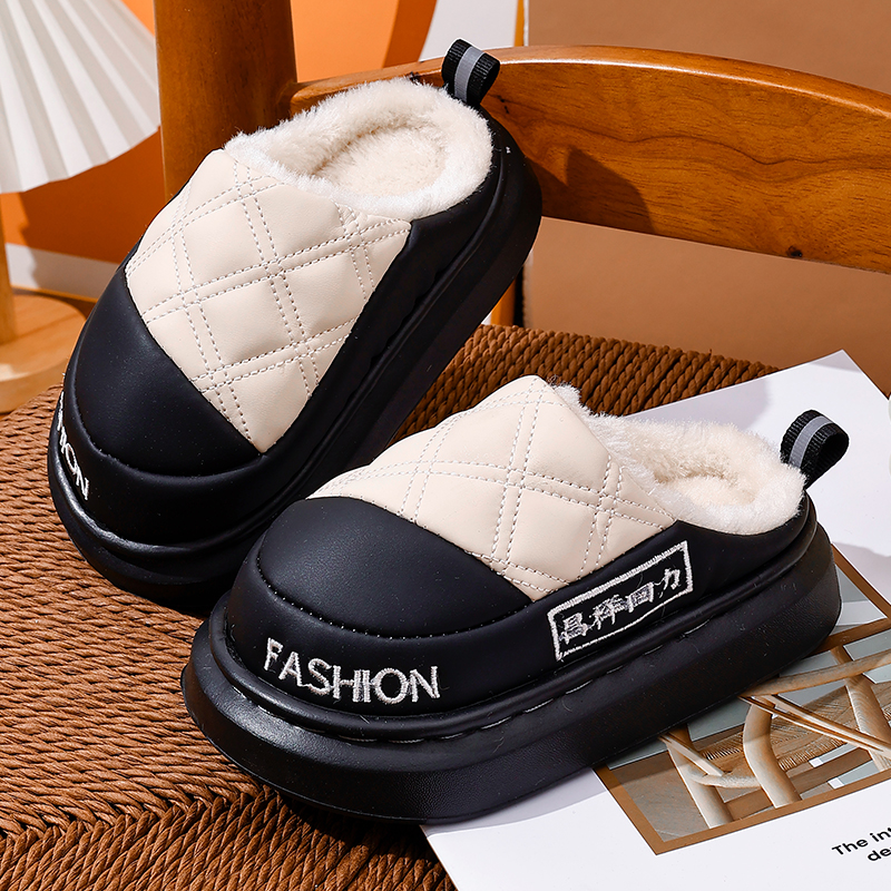 儿童棉拖鞋男童冬季2025新款皮面