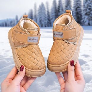 女童加绒保暖雪地靴 男童皮面防水小孩童鞋 昌祥回力儿童棉鞋 秋冬季