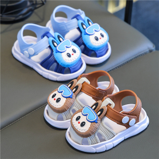 学步凉鞋 宝宝凉鞋 男童包头软底防滑拉布布可爱卡通新品 3岁2夏季