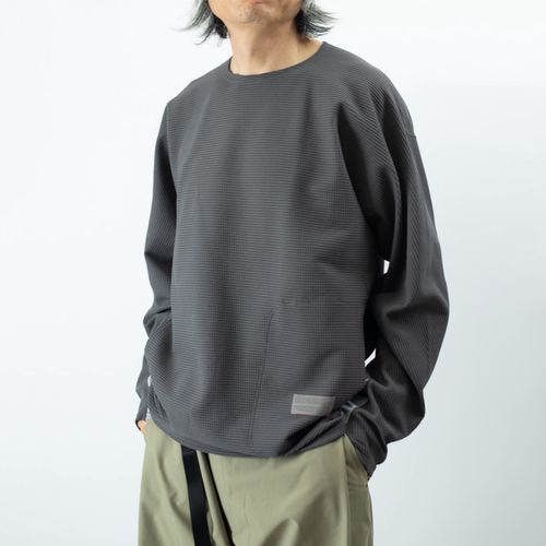 日本产休闲华夫格百搭梭织长袖