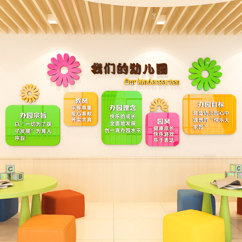 大厅走廊办园理念3d立体环境布置
