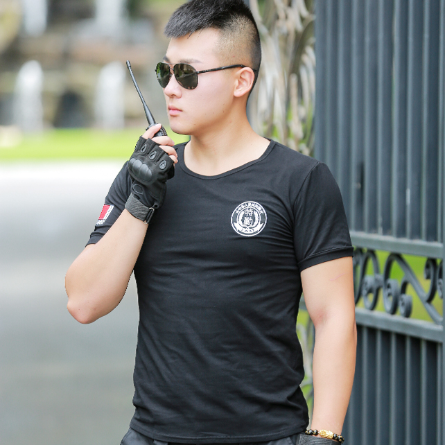 夏季纯棉保安特勤工作服T恤特训半袖背心短袖作训练汗衫鞋帽裤子
