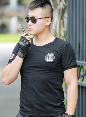 夏季纯棉保安特勤工作服T恤特训半袖背心短袖作训练汗衫鞋帽裤子