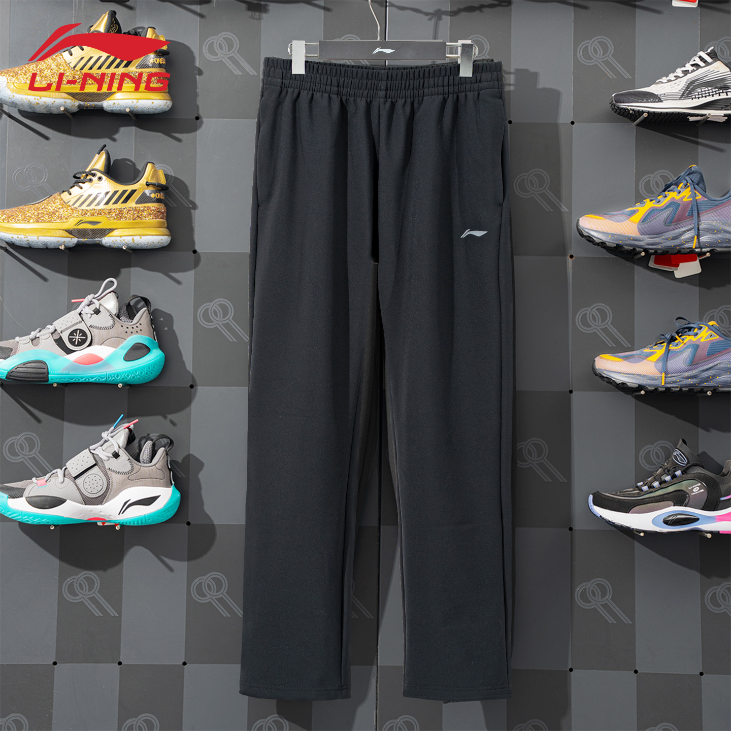 李宁运动裤加绒男2025年冬季新款保暖休闲直筒高弹梭织裤AYKV629