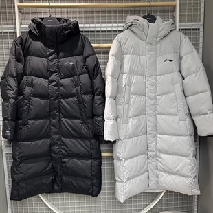 鸭绒抗静电连帽外套女AYMV217 新款 李宁长款 羽绒服男2025年冬季