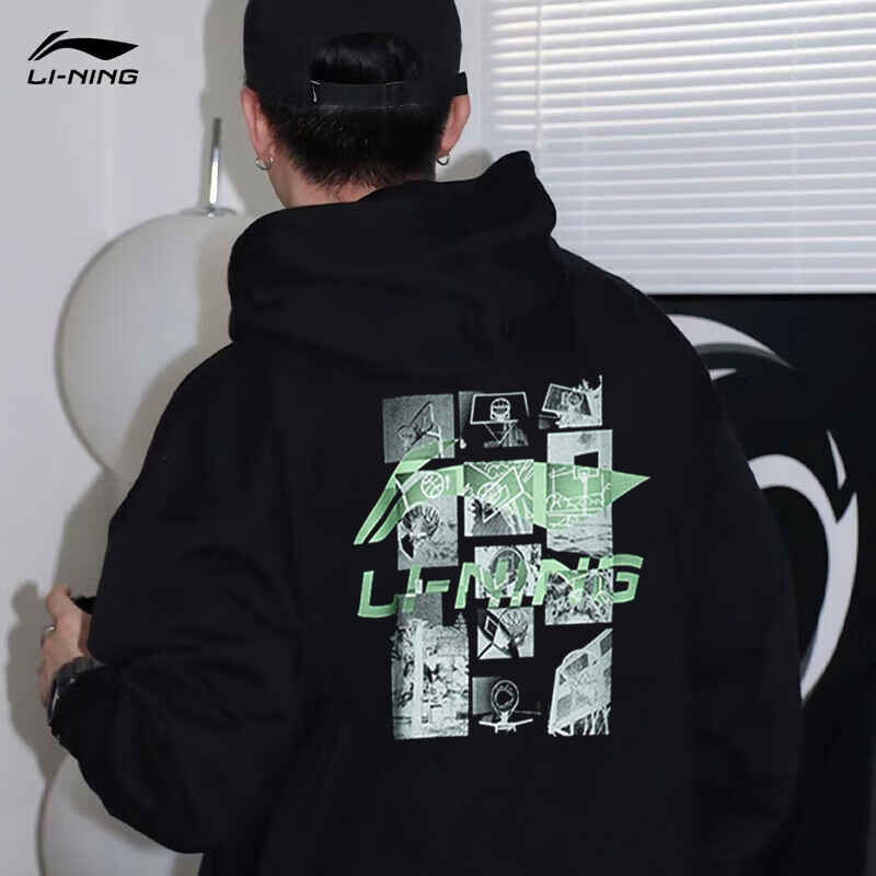 李宁加绒卫衣男新款斗转星移