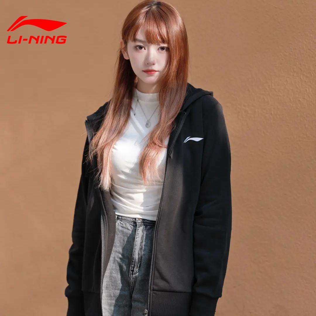 李宁开衫情侣慵懒风卫衣学院拉链重磅春秋运动拉链外套女