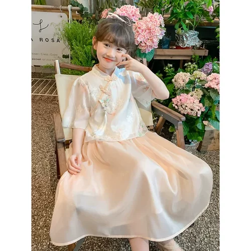 女童连衣裙夏装2026新款女孩夏季中式国风汉服裙子儿童公主裙套装