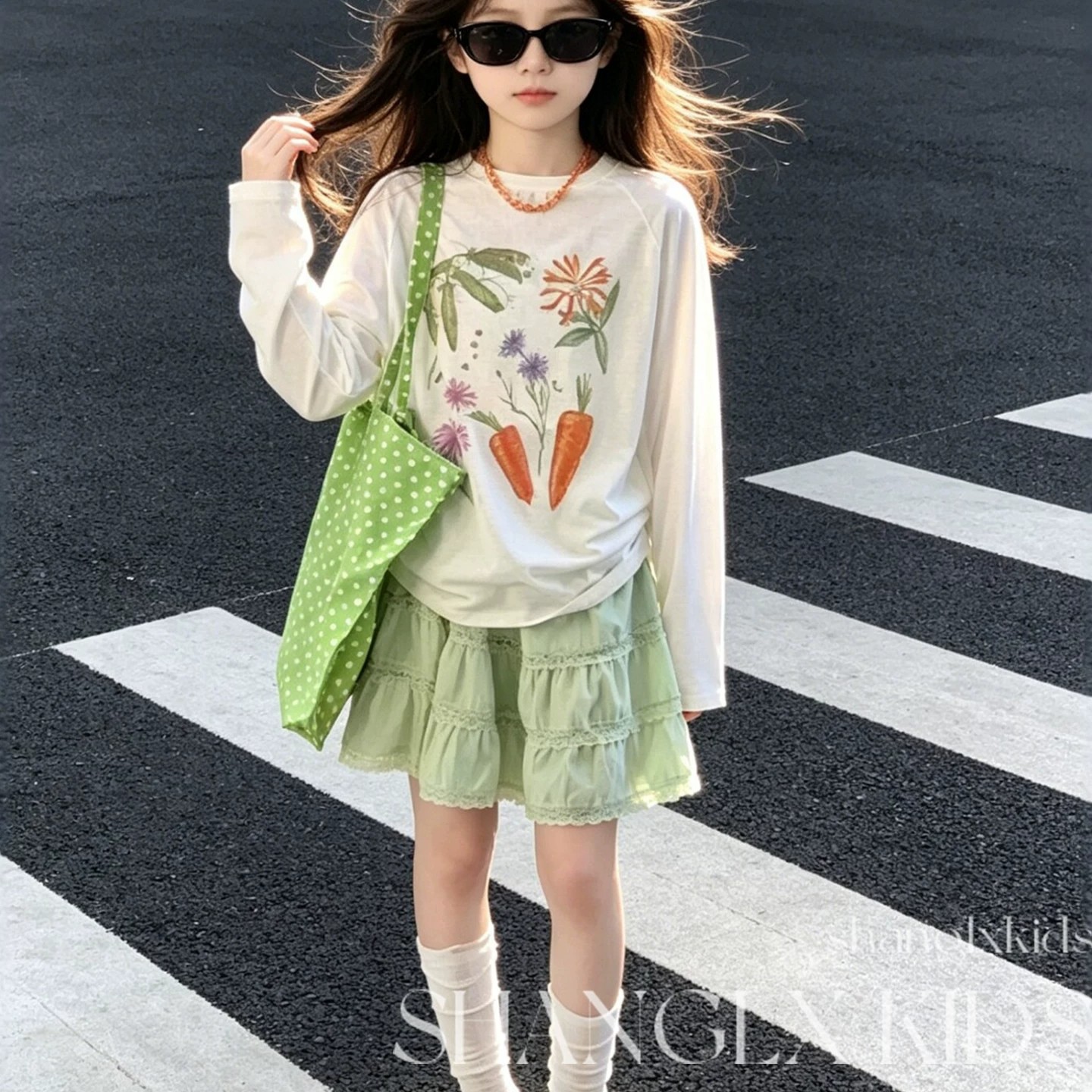 女童巨好看t恤长袖上衣夏天薄款韩式风2026超火儿童冰丝夏季防晒图片