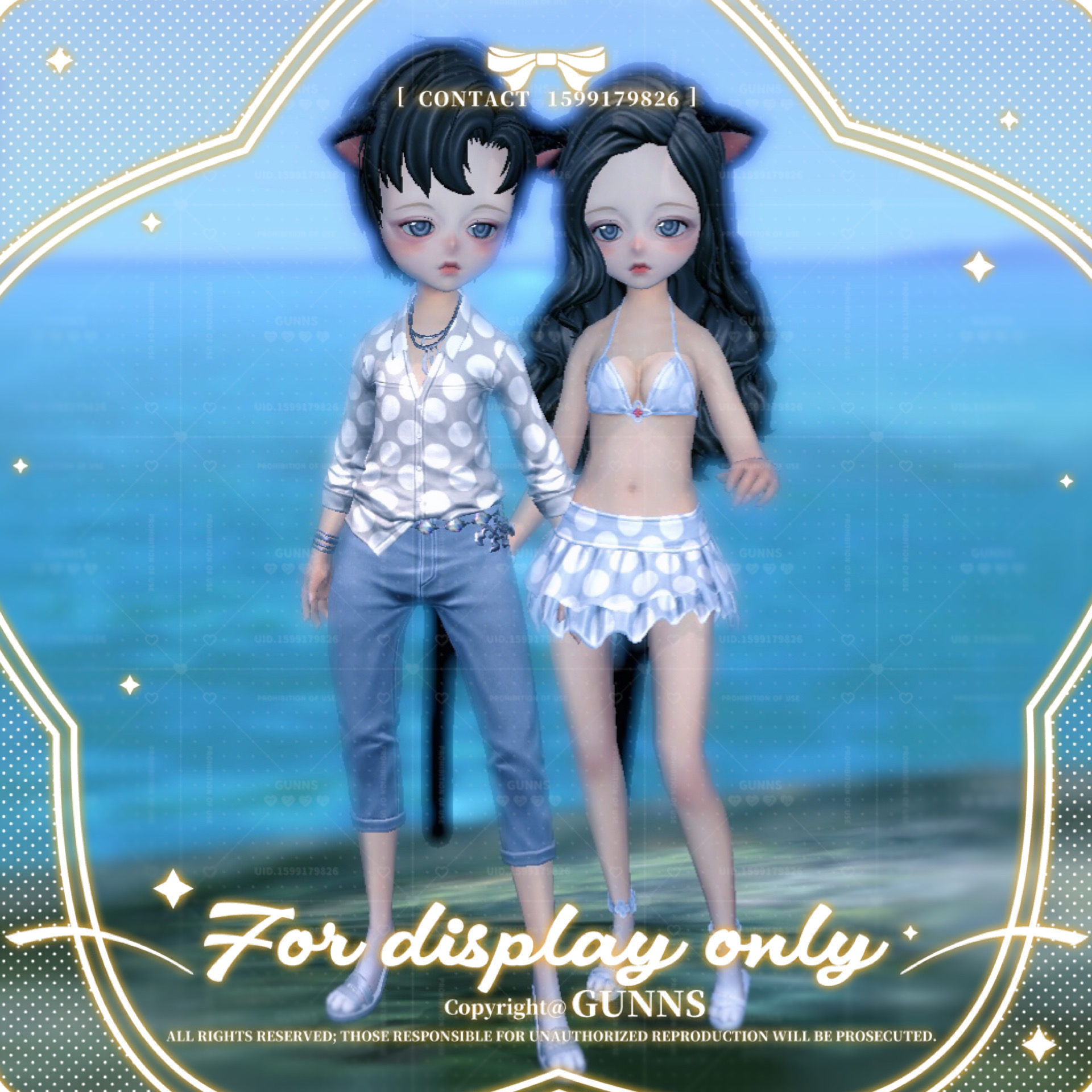 【4Gunns】剑灵游戏捏脸数据【虚幻三-灵族情侣-孤猫】私服捏脸