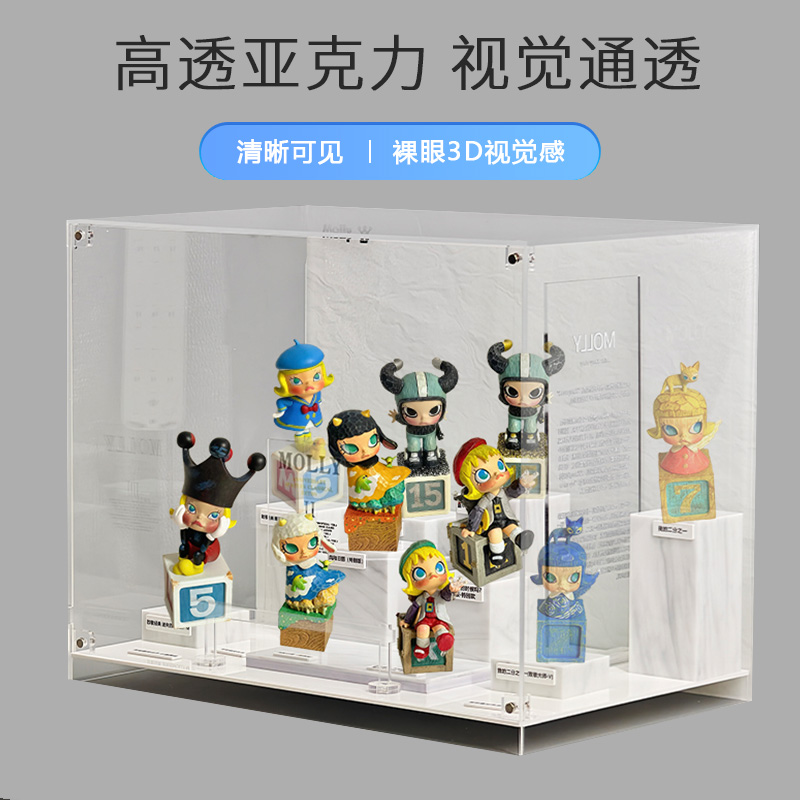 MOLLY周年雕塑2代展示盒POPMART泡泡玛特盲盒场景款收纳展示盒