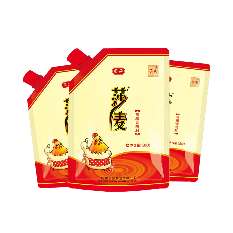 国莎 莎麦鸡精带嘴装180g*3袋 四川家用浓缩提鲜味替代味精调味品