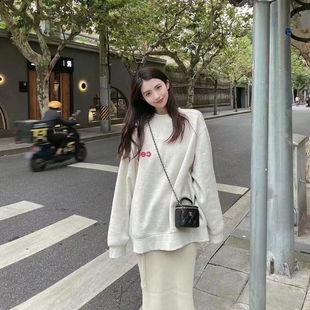 2023新款 韩国CEC卫衣女秋冬纯棉圆领套头上衣宽松男女百搭情侣款