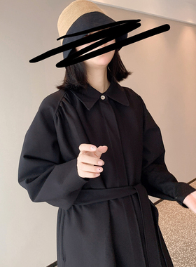 UONE手工定制2021新秋冬绑带风衣通勤简约风修身显瘦中长款外套女