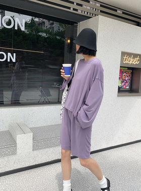 Uone手工定制2021新丝绵卫衣短裤套装休闲极简风轻柔舒适宽松百搭