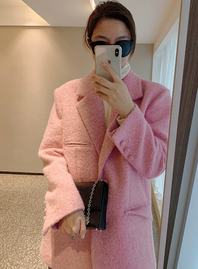 UONE手工定制纯色羊绒西装外套2021冬季新款通勤羊毛百搭洋气西装