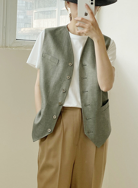 UONE手工定制百搭西装马甲女2022春夏新款背心潮流时尚坎肩设计感