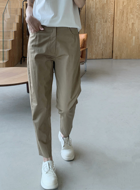 UONE定制2020年春装外套新款浅卡其九分裤女百搭西装裤职业范简约