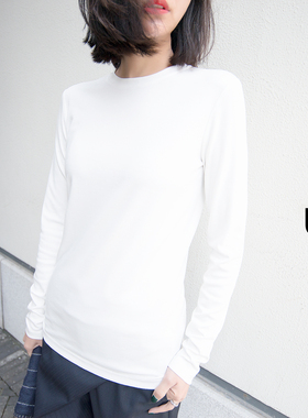 UONE定制长袖T恤女纯色春夏季宽松纯丝棉舒适圆领百搭女装打底衫