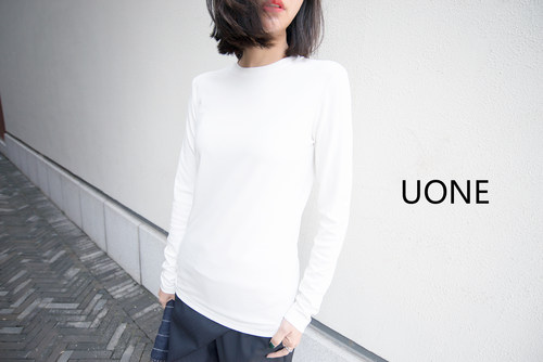 UONE定制长袖T恤女纯色春夏季宽松纯丝棉舒适圆领百搭女装打底衫